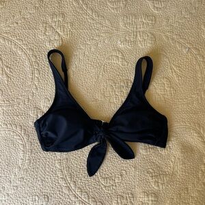 Black Tie-Front Bikini Top